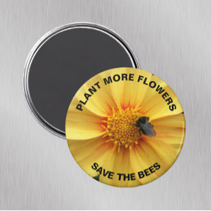 Rett der Bienenblume auf der Yellow Dahlia-Blume Magnet