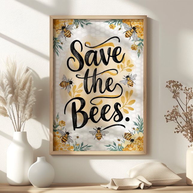 Rett der Bienenfloral und Honeycomb Wall Art Poster (Von Creator hochgeladen)