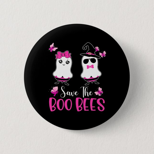Rett der "Boo Bees Fun Breast Cancer Awareness Hal Button (Vorderseite)