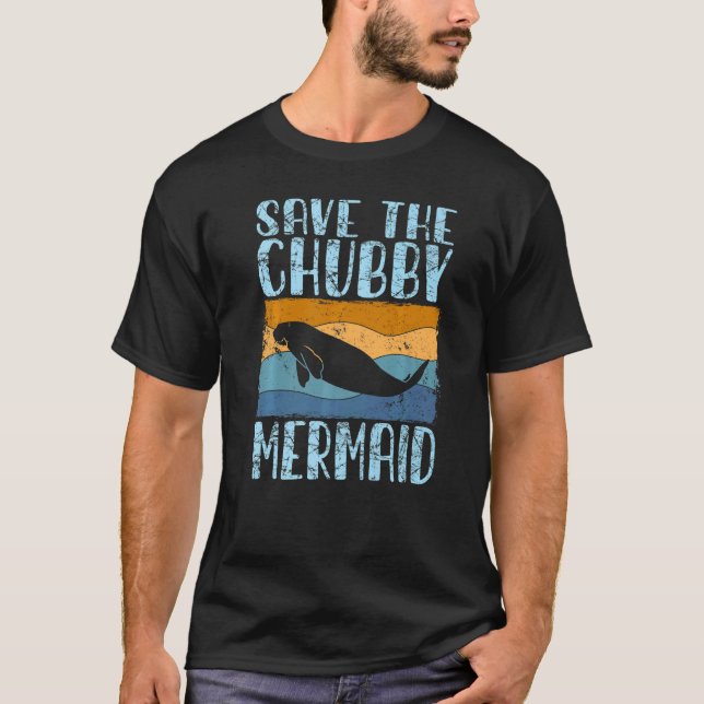 Rett der Chubby-Meerjungfrau Rette das Manatee Ret T-Shirt (Vorderseite)