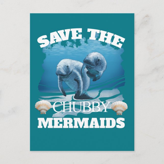 Rett der Chubby Mermaids Manatees Postkarte (Vorderseite)