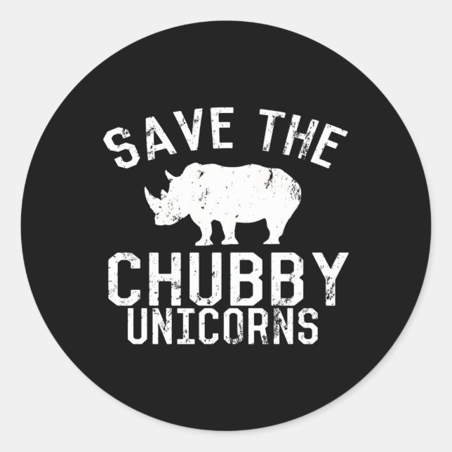 Rett der Chubby Unicorns Fat Rhino Runder Aufkleber (Vorderseite)