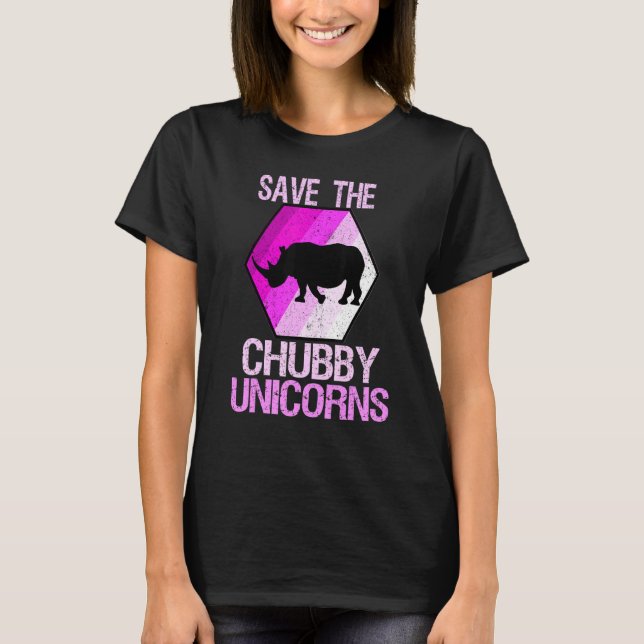 Rett der Chubby Unicorns Retro Style Rhino T-Shirt (Vorderseite)