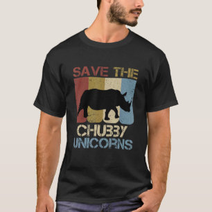 Rett der Chubby Unicorns Vintag Retro Rhino Anim T-Shirt