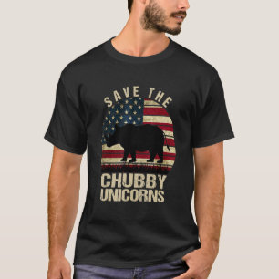 Rett der Chubby Unicorns Vintag Retro Rhino Anim T-Shirt