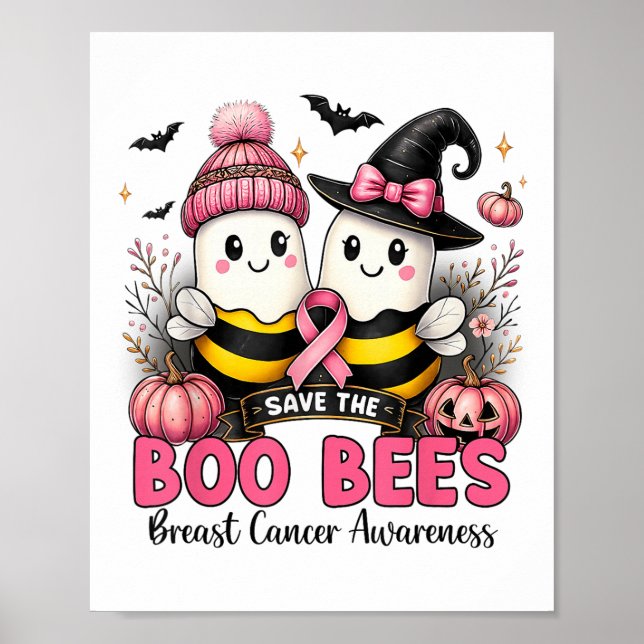 Rett der Ees Boo Bees Breast Cancer Halloween Wome Poster (Vorne)