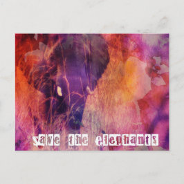 Rett der Elefanten farbenfrohe Grunge Digitale Kun Postkarte