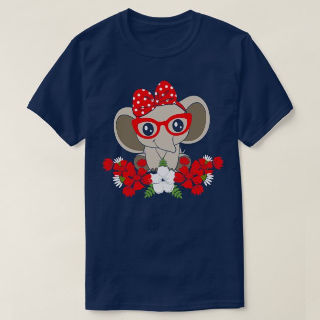 Rett der Elefanten Mama Red Bow World Elephant Day T-Shirt (Design vorne)