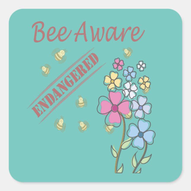 Rett der gefährdeten Bienen Quadratischer Aufkleber (Vorderseite)