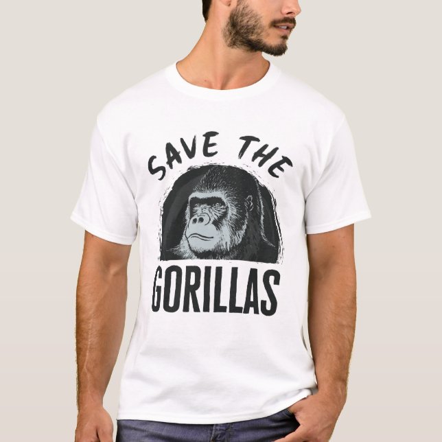 Rett der Gorillas Gorilla bedroht Aussterben T-Shirt (Vorderseite)