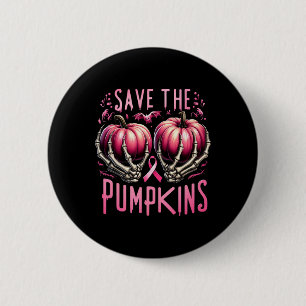 Rett der Kürbisknochen zu Halloween-Brustkrebs Button