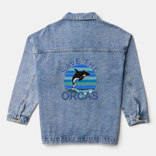 Rett der Orcas Beautiful Whale Art Jeansjacke (Rückseite)