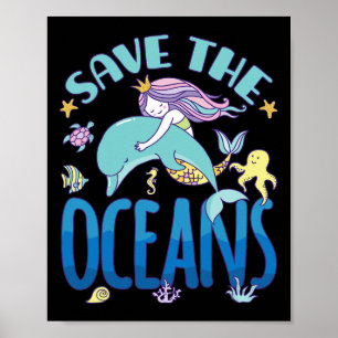 Rett der Ozeane - Meerjungfrau und Dolphin - Tag d Poster