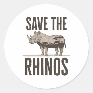 Rett der Rhinos-Rhino-Tierschutzorganisation Runder Aufkleber