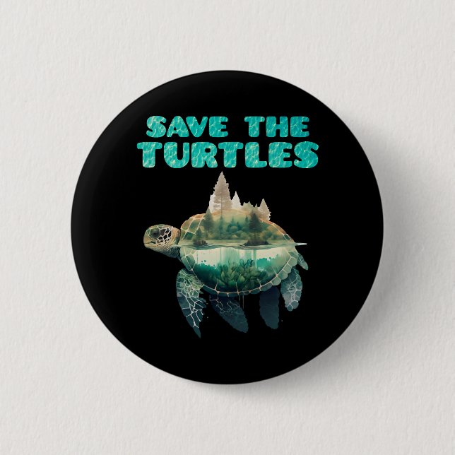 Rett der Schildkröten gefährdete Tiere Erde Button (Vorderseite)