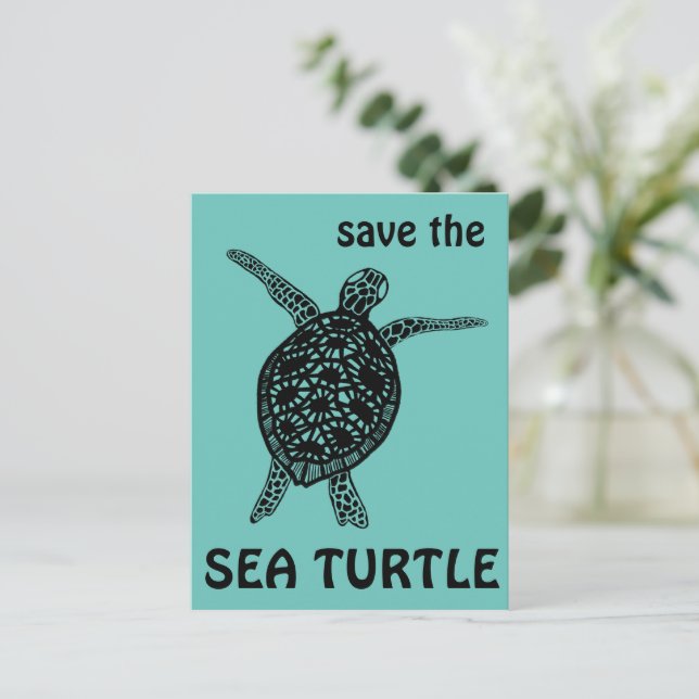 Rett der Tortoise-Klimaänderung Postc Postkarte (Stehend Vorderseite)