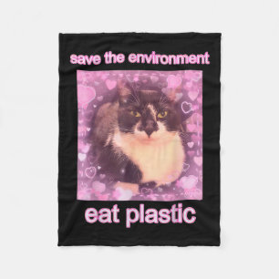 Rett der Umwelt essen Plastik lustige Niedliche Ka Fleecedecke