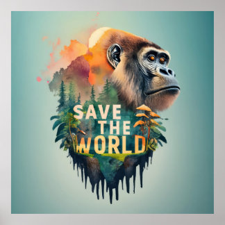 Rett der Welt, gefährdete Tierarten Poster