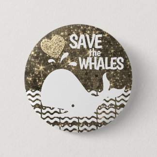 Rett der Whales Gold Glitzer Herz Glitzern Button