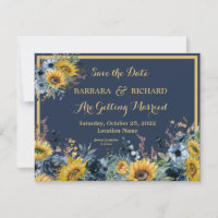Rett des Navy Blue Sunflower Floral Date