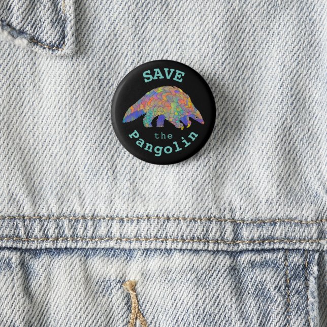Rett des Niedlichen gefährdeten Tieraktivisten Pan Button (Save the pangolin slogan colorful animal art button endangered species wildlife animal rights )