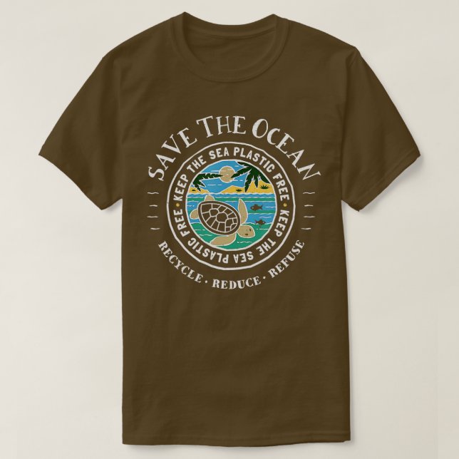 Rett des Ozeans Behalte das Plastikfreie Seeschiff T-Shirt (Design vorne)