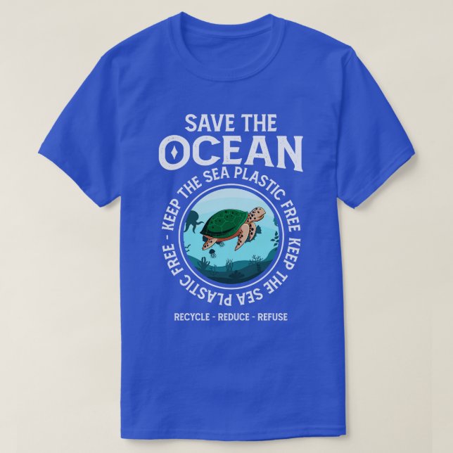 Rett des Ozeans Behalte die Plastikfreie Schildkrö T-Shirt (Design vorne)