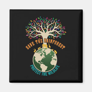 Rett des Regenwaldes Schutz der Vintagen Tierwelt Magnet