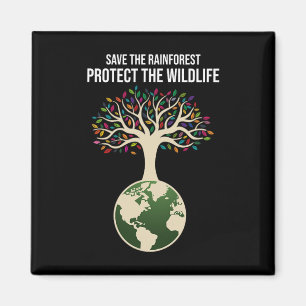 Rett des Regenwaldes Schutz der Vintagen Tierwelt Magnet
