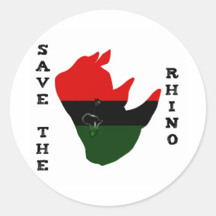Rett des Rhino mit Afrika Tear White Runder Aufkleber
