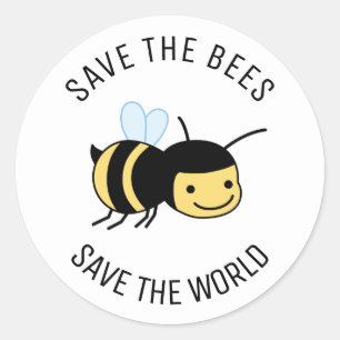 Rett die Bienen, Happy Little Bee Runder Aufkleber