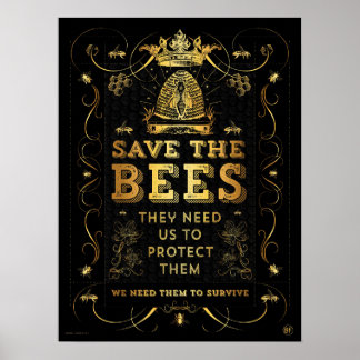 RETT DIE Bienen! IMITATS GOLD POSTER