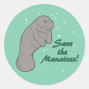 Rett die Manatees! Runder Aufkleber