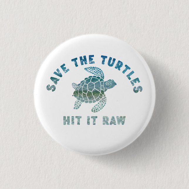 Rett die Schildkröten auf es roh Button (Vorderseite)