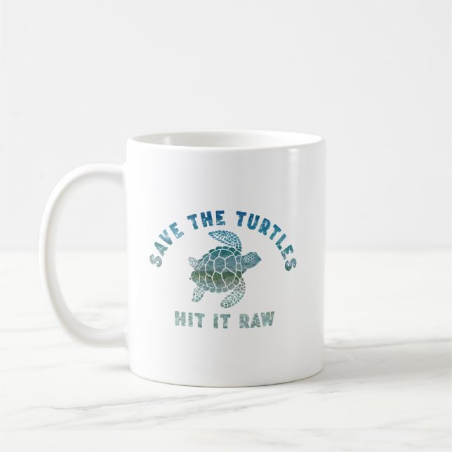 Rett die Schildkröten auf es roh Kaffeetasse (Links)