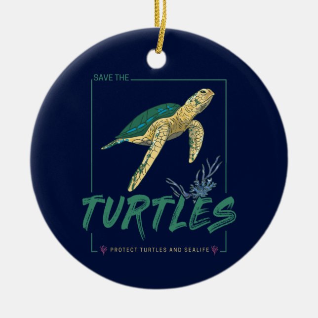 Rett die Schildkröten für Mädchen, die nur Lieben  Keramik Ornament (Vorne)