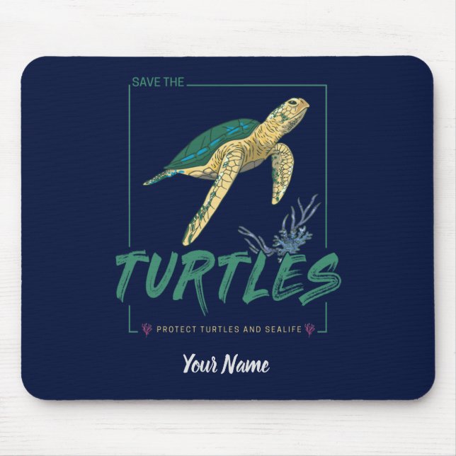 Rett die Schildkröten für Mädchen, die nur Lieben  Mousepad (Vorne)