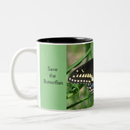 Rett die Schmetterlinge (Seine) Schwarzes Frack Ta Zweifarbige Tasse