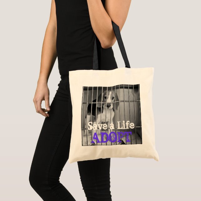 "Rett ein Leben. Adoptier" Beagle Tote Bag Tragetasche (Vorderseite (Produkt))