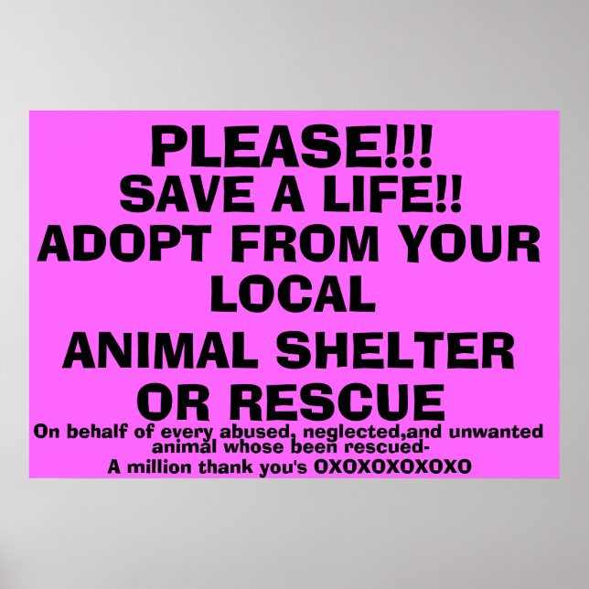 RETT EINEN LIFE-ADOPTIER! POSTER (Vorne)