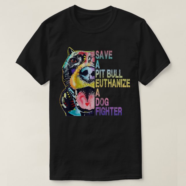 Rett einen Pitbull Euthanize einen Hundekämpfer T-Shirt (Design vorne)