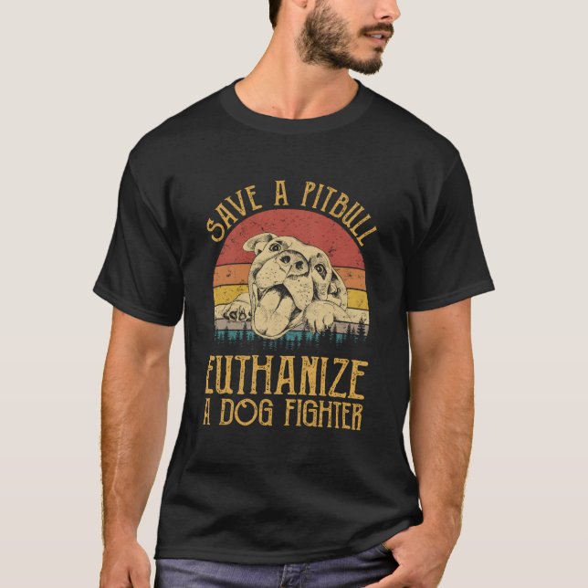 Rett eines Pitbull Euthanize A Hunde Kämpfer Tshir T-Shirt (Vorderseite)