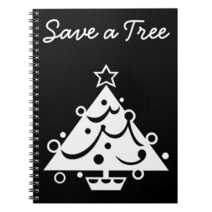 Rett eines Tree Christmas Tree Star Black and Whit Notizblock