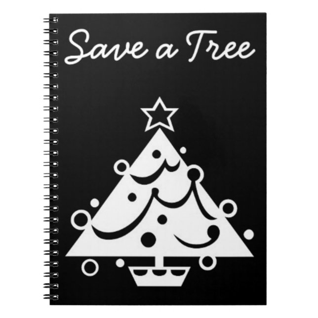 Rett eines Tree Christmas Tree Star Black and Whit Notizblock (Vorderseite)