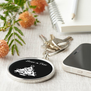 Rett eines Tree Christmas Tree Star Black and Whit Schlüsselanhänger