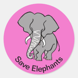 Rett ELEPHANTS - Gefährdete Tiere - Wildtiere - Ro Runder Aufkleber