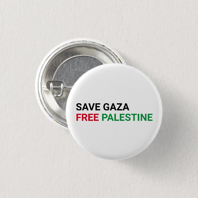 Rett Gaza Free Palestine schwarz-grün weiß Button (Vorne & Hinten)