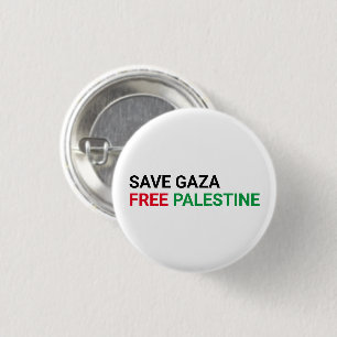 Rett Gaza Free Palestine schwarz-grün weiß Button