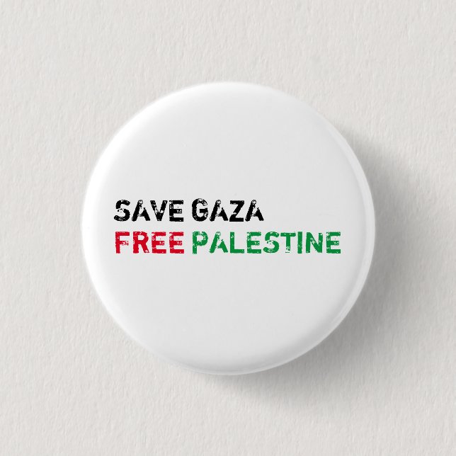 Rett Gaza Free Palestine schwarz-grün weiß Button (Vorderseite)