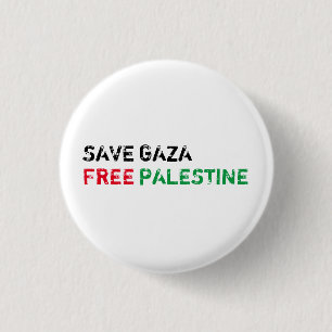 Rett Gaza Free Palestine schwarz-grün weiß Button